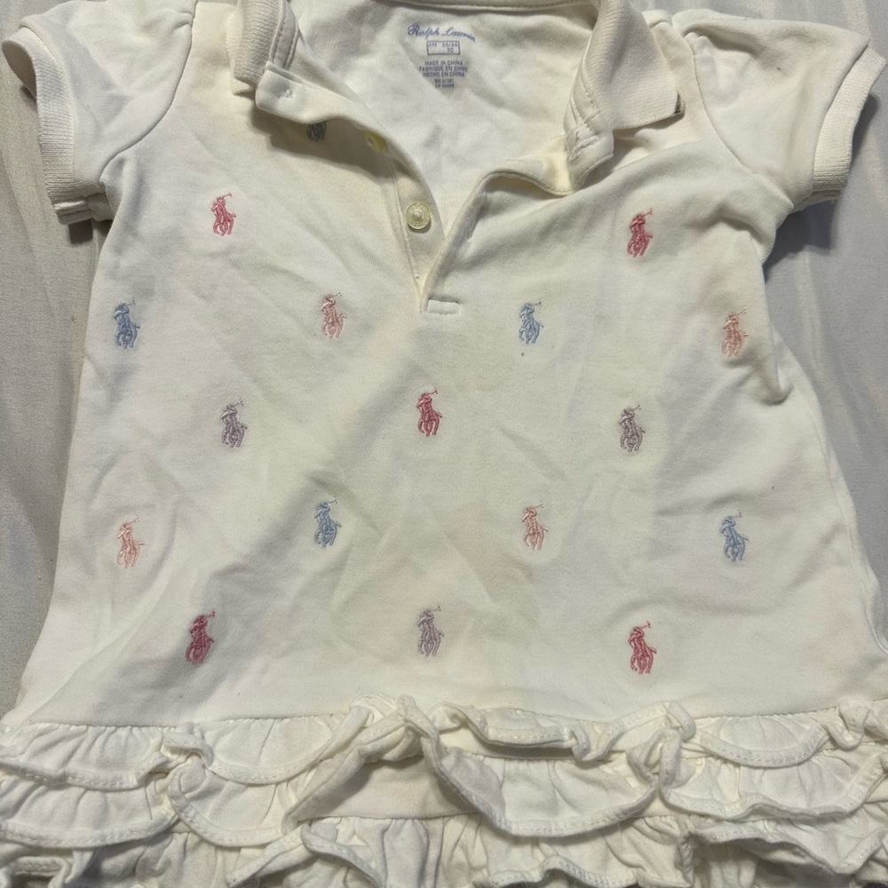 White Kids Polo Shirt with Multicolor Embroidery